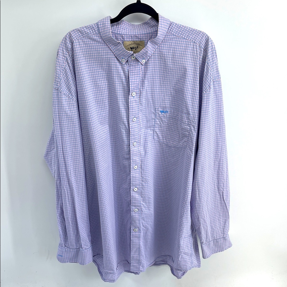Coastal Cotton plaid long sleeve button up dress shirt sz XXXL
